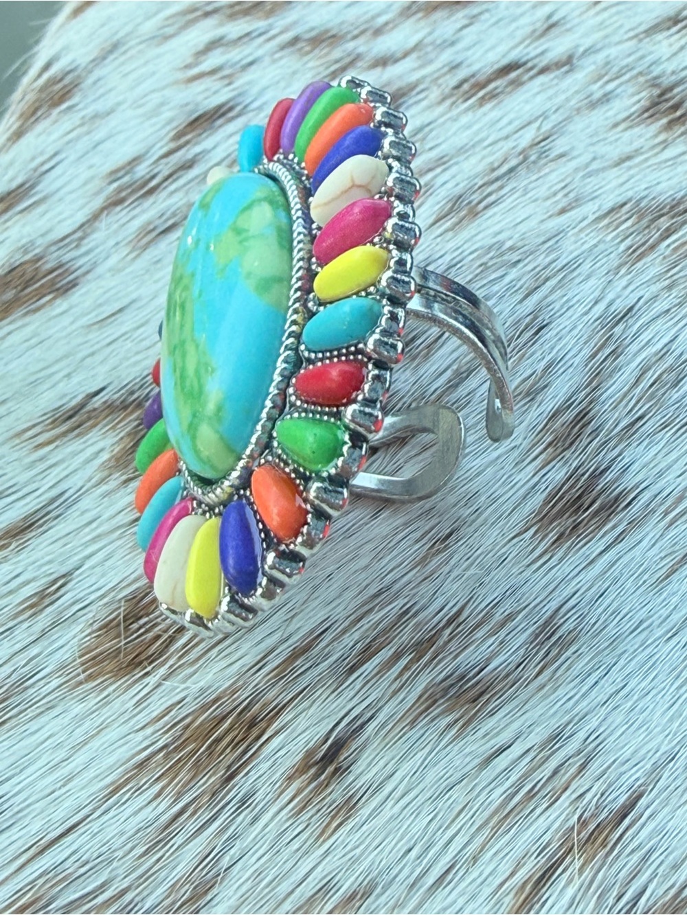 Multicolor Turquoise Statement Ring - Women Jewelry